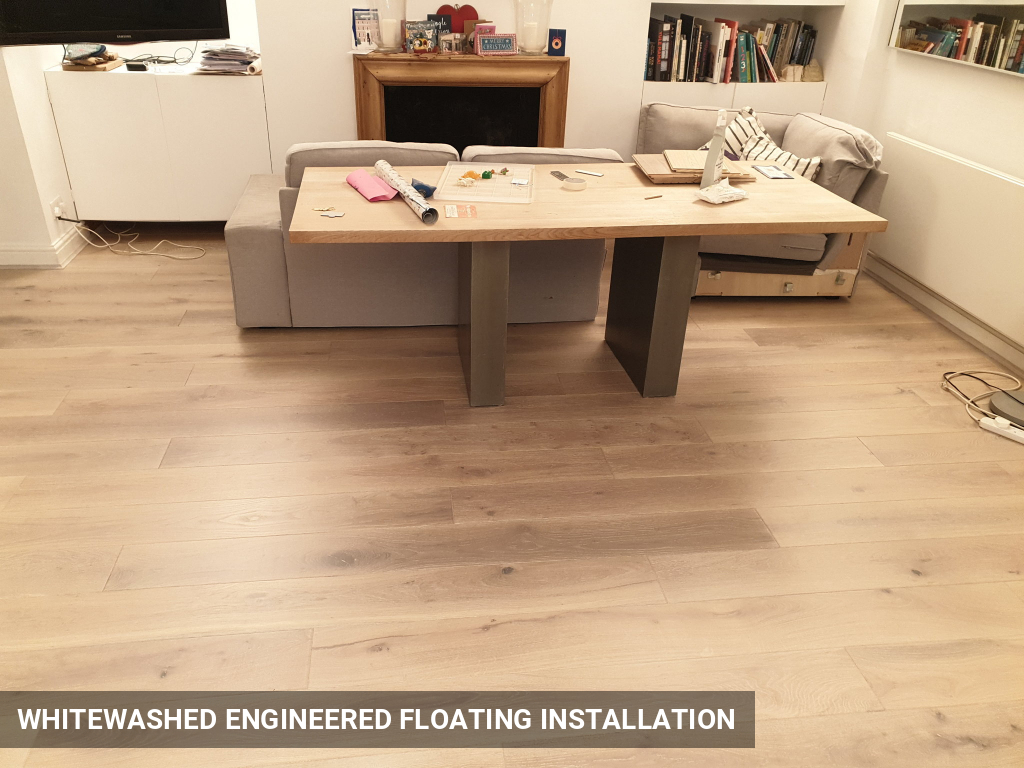 Whitewashed Engineered Floating Installation in Hammersmith