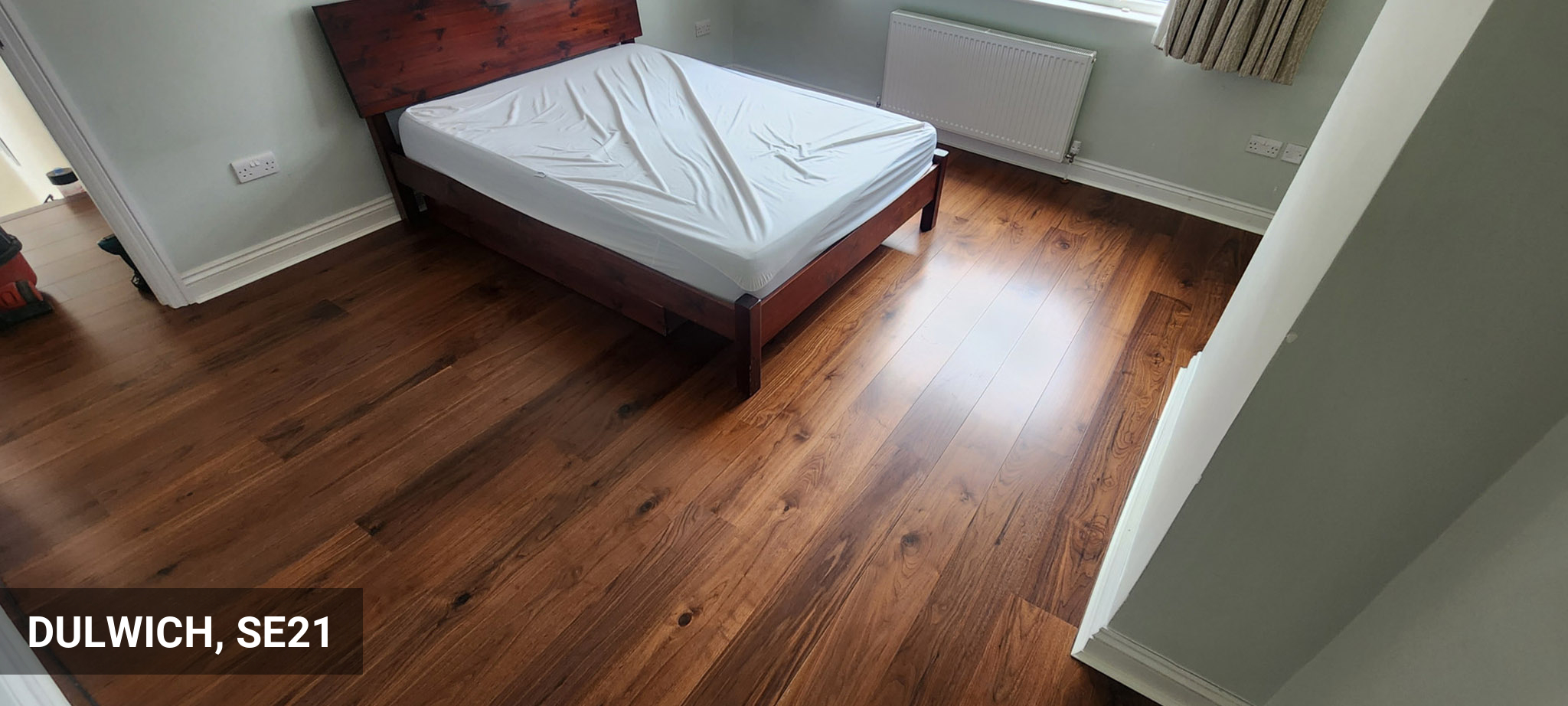 Fitting of Engineered Timberlay Walnut Wood Flooring, 190x20 mm in Dulwich